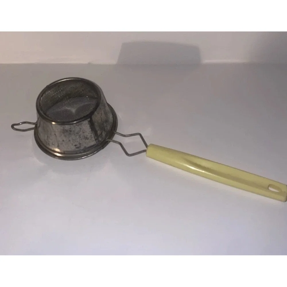 Vintage Mini Strainer Yellow Handle